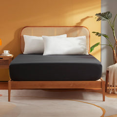 Black Fitted Sheet – Soft Brushed Microfibre, Easy Care, Shrink & Fade Resistant 90x190+30cm