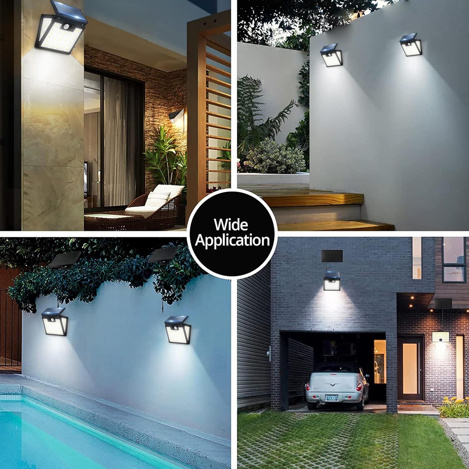 4-Pack Solar Garden Lights - LED Motion Sensor Security Lights with Adjustable Solar Panels, 3 Modes, 270° Wide Angle, IP65 Waterproof for Wall, Fence, and Garage