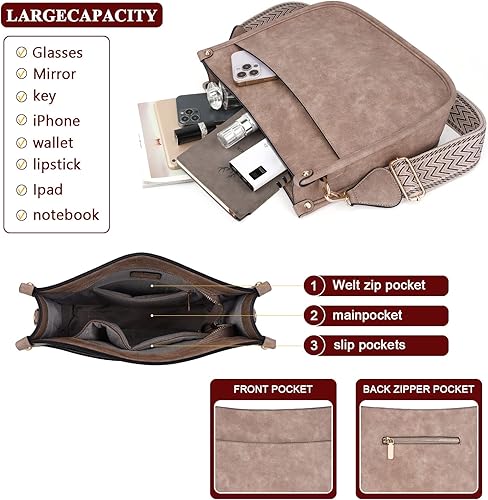 2PCAS Women’s Crossbody Bag Set – Leather Hobo Handbag & Wallet with Adjustable Guitar Strap