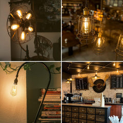E27 Vintage LED Filament Bulb ST64 4W Warm White 6 Pack