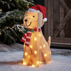 Outdoor Christmas Light Up Labrador Dog Figure Garden Decoration with 50 Warm White LEDs & Timer 72cm