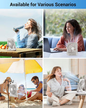 WHATOOK Desk Fan USB: 5000mAh Ultra Quiet 100 Speeds Mini Personal Fans with 24H Long-Lasting Battery, USB-C Fast Charging, LED Display, Child-Safe Grille for Home Office Bedroom Travel Camping