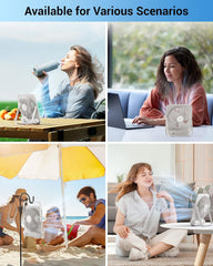 WHATOOK Desk Fan USB: 5000mAh Ultra Quiet 100 Speeds Mini Personal Fans with 24H Long-Lasting Battery, USB-C Fast Charging, LED Display, Child-Safe Grille for Home Office Bedroom Travel Camping