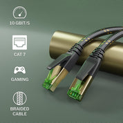 Cat 7 Ethernet Cable with ultra-secure triple shielding, internet & LAN cord, Nylon braided – 0.5m (Break-proof network cable, 10Gbit/s for maximum fibre optic speed, RJ45 plug) – CableDirect