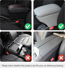 Upgraded Car Armrest Cover – Black Microfiber Leather Console Cushion with Storage