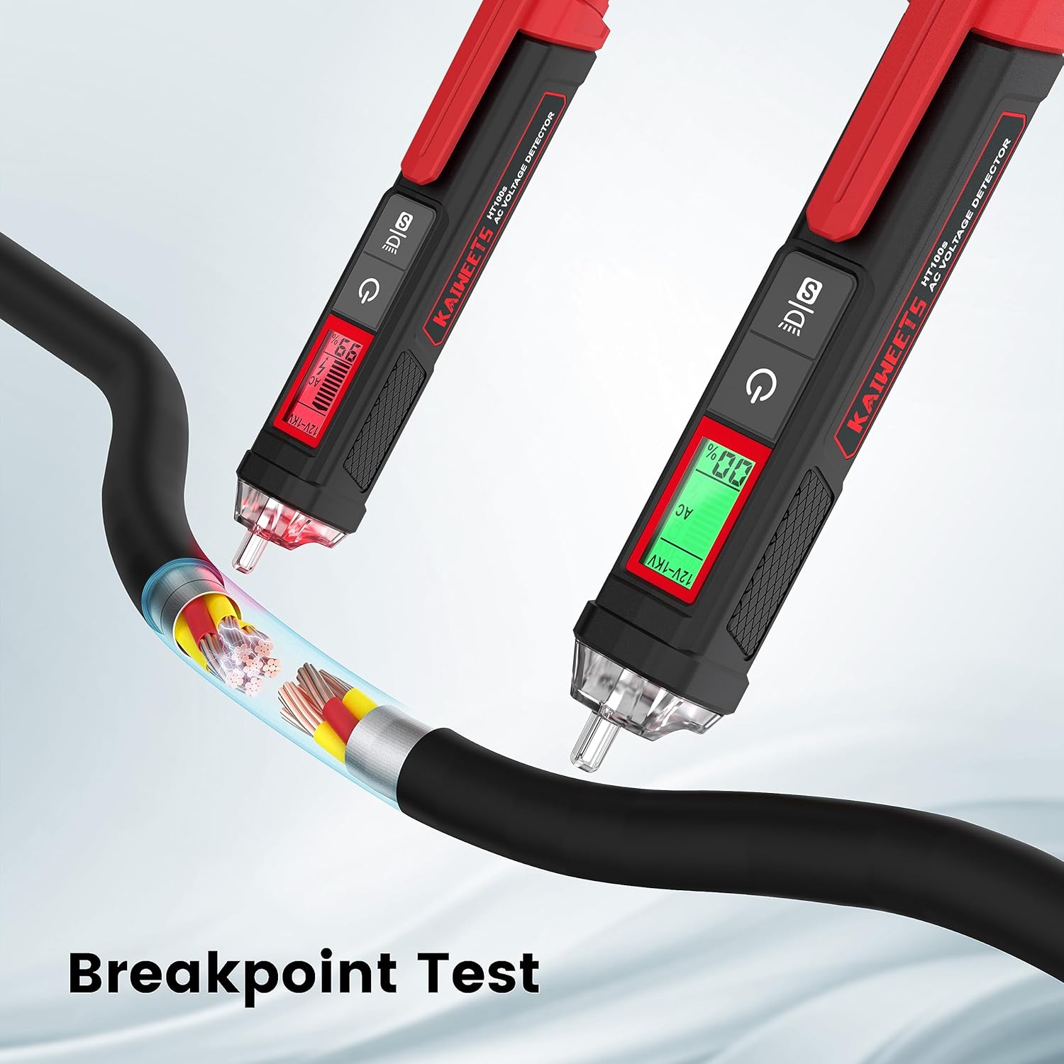 KAIWEETS HT100S Voltage Tester, Dual-Range 12V-1000V/70V 1000V Non-Contact Electric Tester, Sensitivity Electric Compact Pen with NCV, LED Flashlight, Buzzer Alarm, Wire Breakpoint Finder