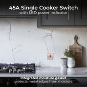 BG Electrical NBS74-01 Switched Cooker Control Unit with a Power Indicator, 45 Amp, Brushed Steel