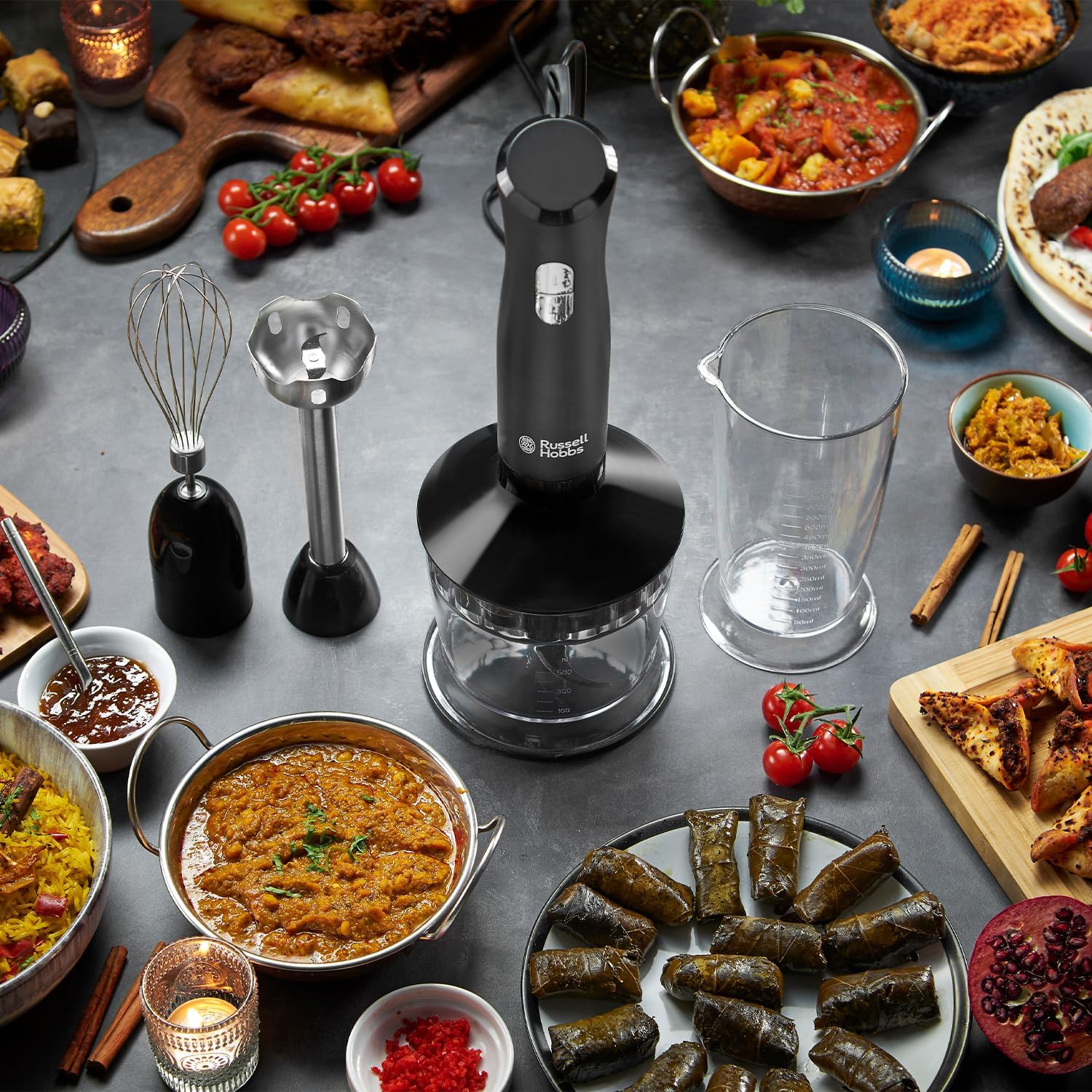 Russell Hobbs Desire 3-in-1 Hand Blender – Chopper, Whisk & Beaker, 500W, black