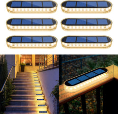 6 Pack Solar Deck Lights, IP68 Waterproof Outdoor Garden Lights with 30 LEDs, Auto On/Off Solar Step Lights for Driveway, Pathway, and Stair Decoration