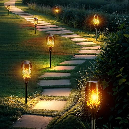 Solar Garden Lights, 4-Pack Outdoor Solar Lights, Auto On/Off, 400mAh Waterproof IP65 Solar Powered Lights, Easy Installation