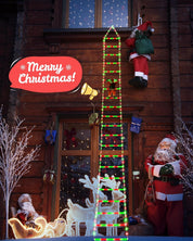 Christmas Ladder Lights 9.9Ft Santa Climbing 338 LED Red & Green Outdoor Decor