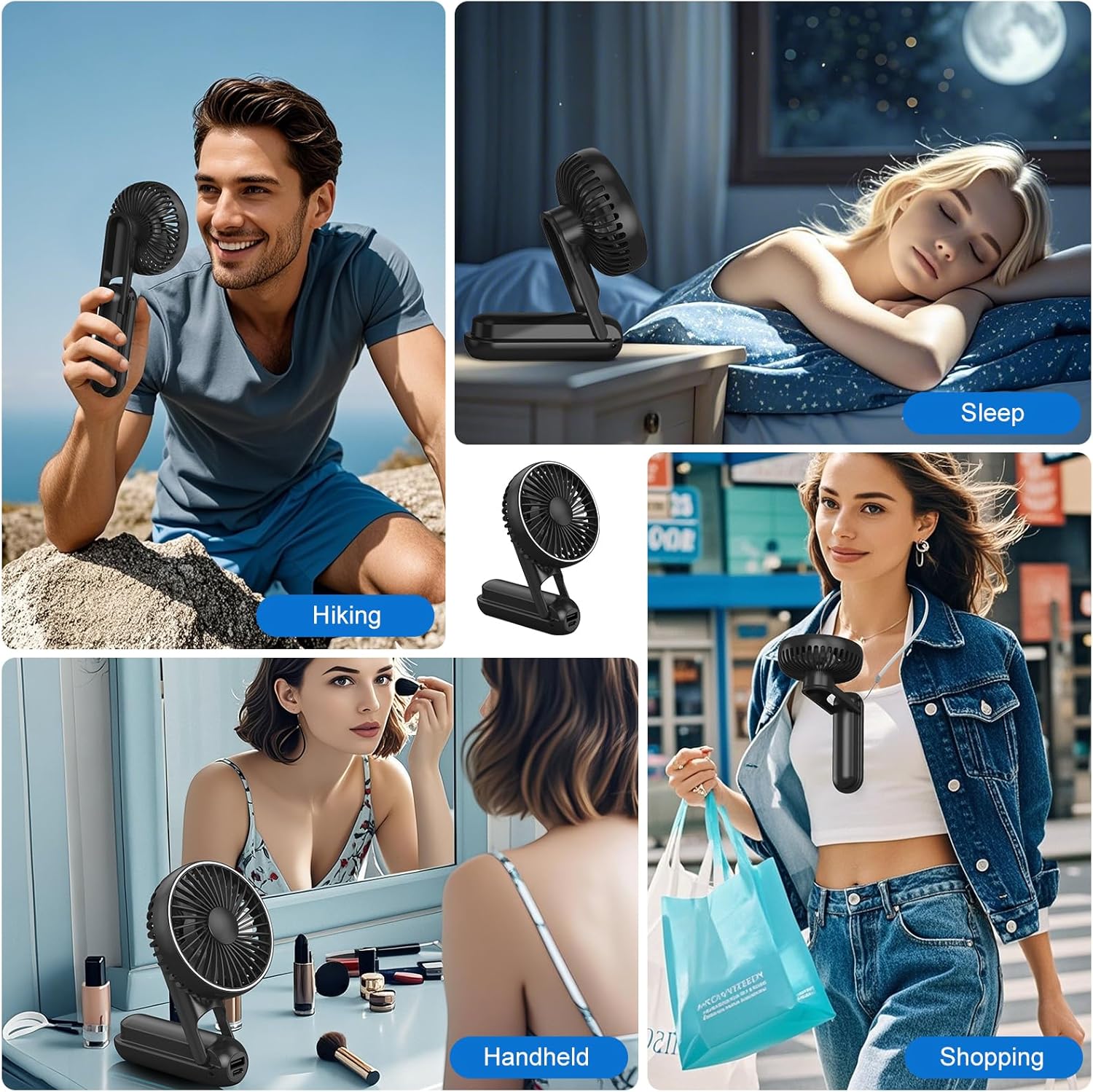 Portable Handheld Fan Foldable Mini USB Rechargeable 5-Speed