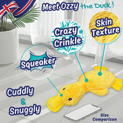 No Stuffing Squeaky Crinkle Duck Toy – Soft Plush Calming Gift for Dogs & Puppies