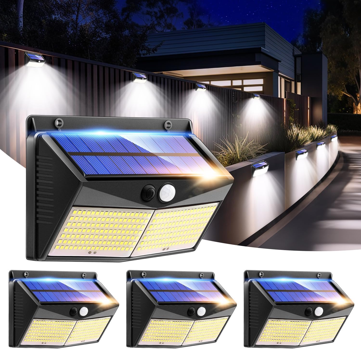 Solar Lights Outdoor Garden【248 LED/3 Modes/270°Wide Angle】 Solar Security Lights Outdoor Motion Sensor, 2200mAh Solar Garden Lights,IP65 Garden Solar Lights Outdoor Waterproof Garden, Garage