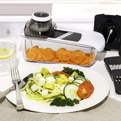 6-in-1 White Mandoline Vegetable Slicer – Multifunctional Food Cutter & Cheese Grater