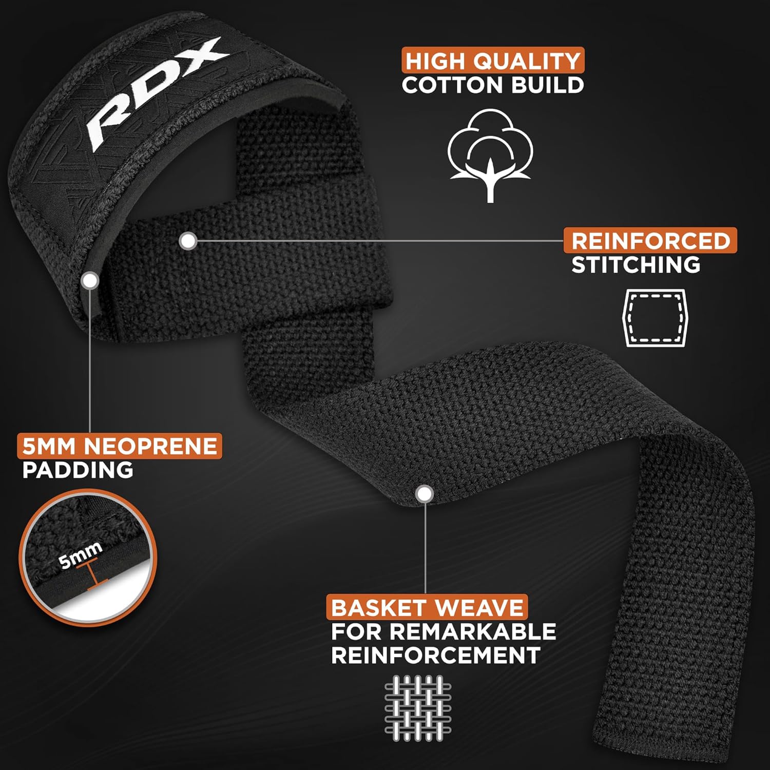Heavy-Duty Cotton Weight Lifting Straps – Padded Anti-Slip Wrist Wraps for Men & Women