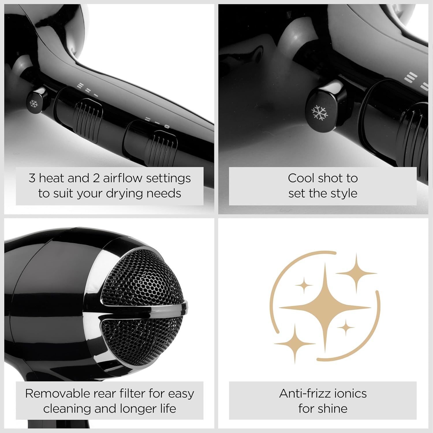 Power Smooth 2400W Hair Dryer – Lightweight, Ionic, Fast Drying with Cool Shot