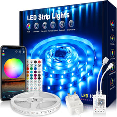 LED Strip Light 5m, RGB Music Sync Colour Changing LED Lights for Bedroom, Smart Ambient Lights with Bluetooth App & Remote Control, Flexible Design for Gaming, Ceiling, and Home Decoration