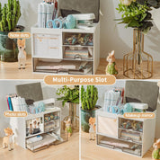 White Desk Organizer with 3 Drawers – Large Stationery & Makeup Storage Box