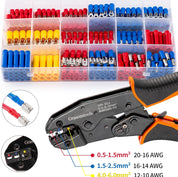 Insulated Wire Terminal Crimping Tool Kit with 370 Connectors 0.5-6mm²
