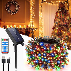 Solar Lights, 30M (98.4 ft), Solar Fairy Lights with 300LED, Dimmable Garden Solar Light Outdoor Waterproof with 8 Modes, Remote Control, Timer, for Christmas, Garden, Multicolour