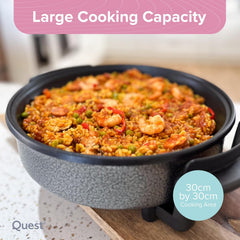 40cm Multi-Function Electric Cooker Pan with Lid – Non-Stick Aluminium Electric Frying Pan with Thermostat Control