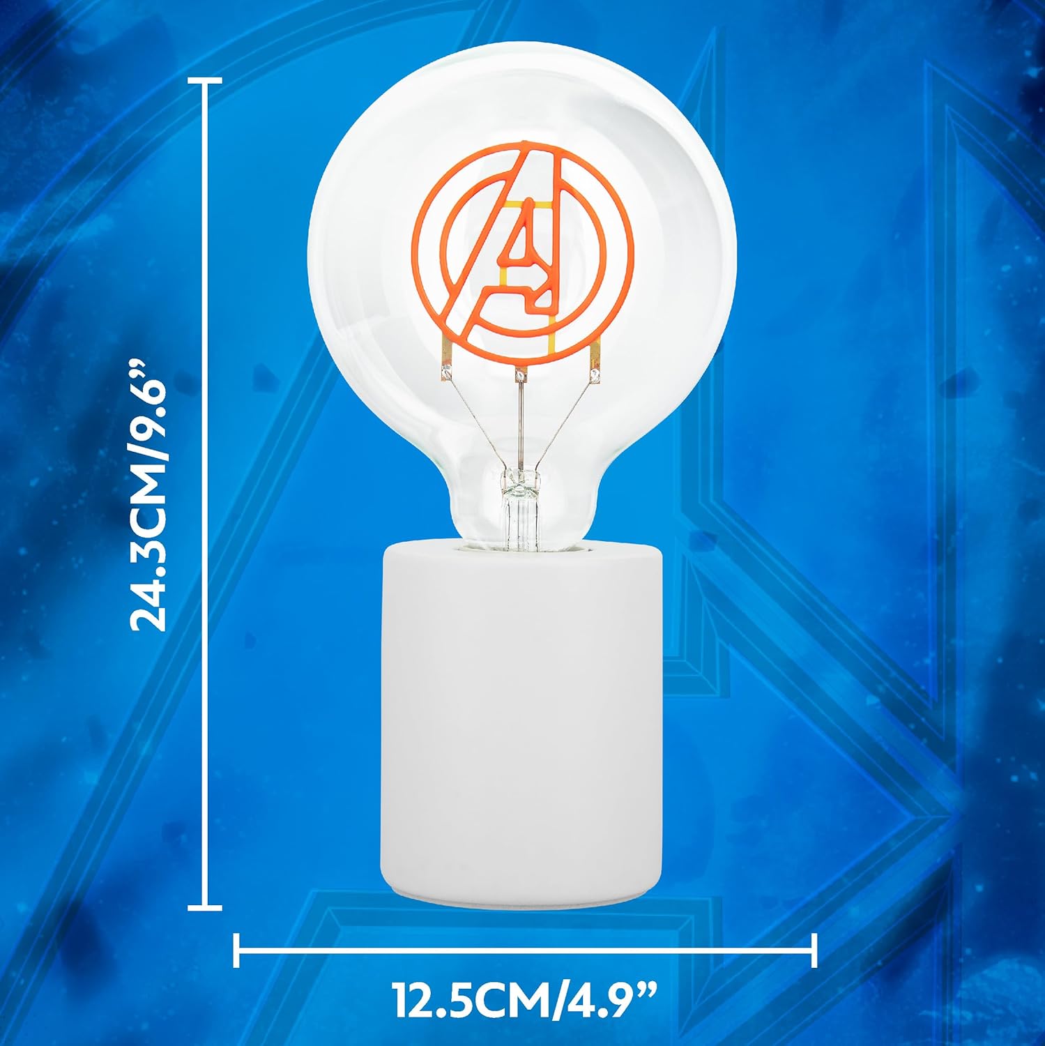 Paladone Marvel Avengers Decorative LED Neon Bulb Lamp - E27 Glass Lightbulb, Officially Licensed Superhero Gift, Fun Light for Bedrooms & Homes