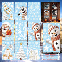 Christmas Window Clings – 146pcs Double-Sided Reusable Decals for Holiday Window Decorations 9 Sheets