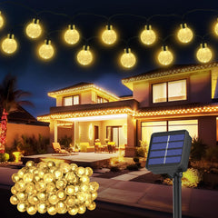 Outdoor, 26.6Ft 30LED Solar String Lights, Solar Fairy Garden Lights Waterproof 8 Mode Crystal Ball Lights Decorative Easter, Garden, Yard, Parties(Memory Function+Warm White)