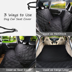 Dog Car Seat Cover – Waterproof, Scratch-Proof, Nonslip Hammock for Back Seat, Black