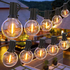 Outdoor Festoon Lights Mains Powered 30M/100FT, Garden Lights Outdoor String Lights with 1W 50+2 Shatterproof G40 Bulbs