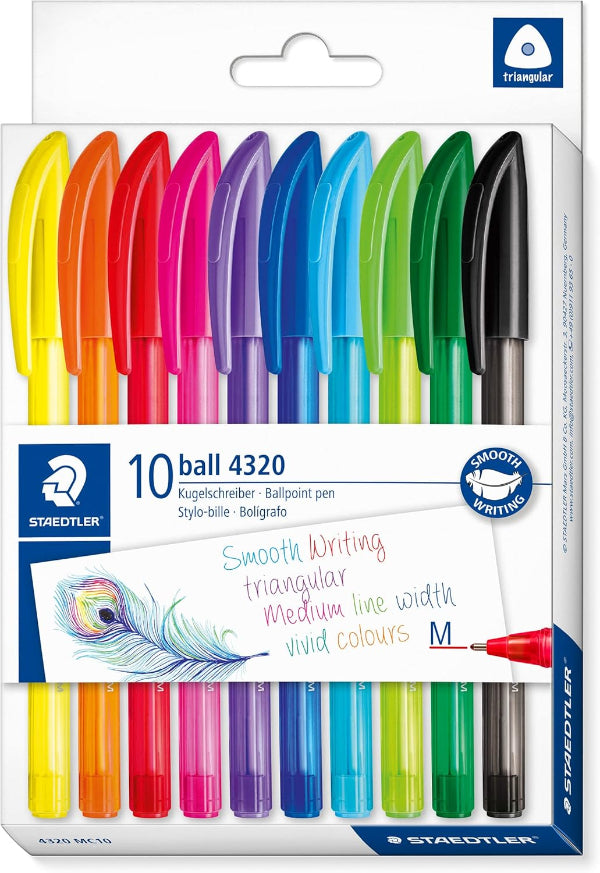 MC10 Rainbow Stick Ballpoint Pens, Assorted Ink Colours, 1.0mm Tip