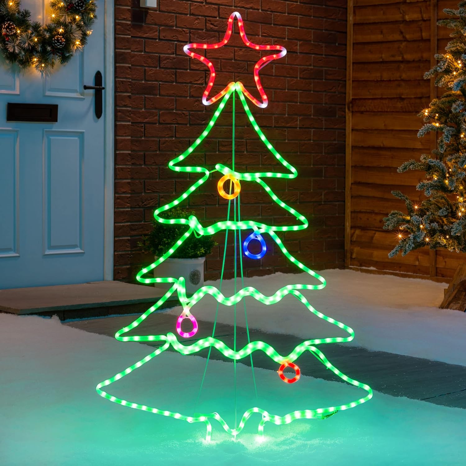 Twinkling star and baubles LED Christmas decoration