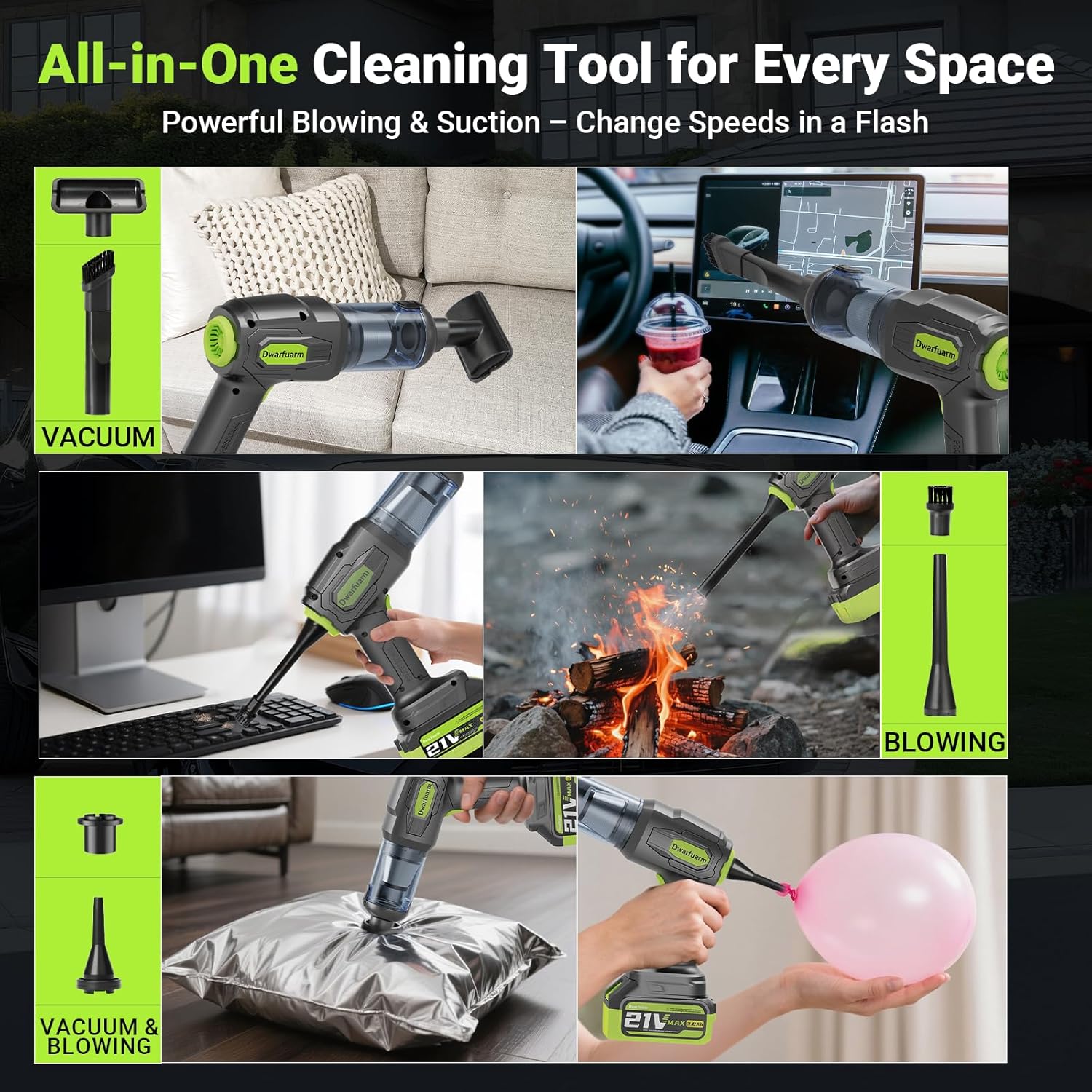 Dwarfuarm Car Vacuum Portable Cordless 20000Pa