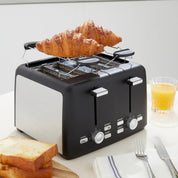 Amazon Basics 4 Slice Toaster 1500W – Extra Wide Slots, 7 Shade Settings, Removable Crumb Tray, High Lift, Black – UK