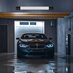 BMW car in a modern garage with wet floor