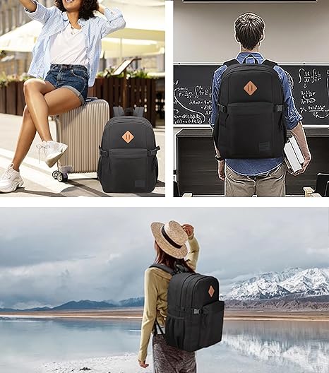 Classic Travel Laptop Backpack – Anti-Theft USB Charging Bag for Men & Women, Black