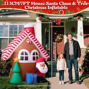 7FT Inflatable Christmas House with Santa & Tree – LED Lights & Outdoor Decor