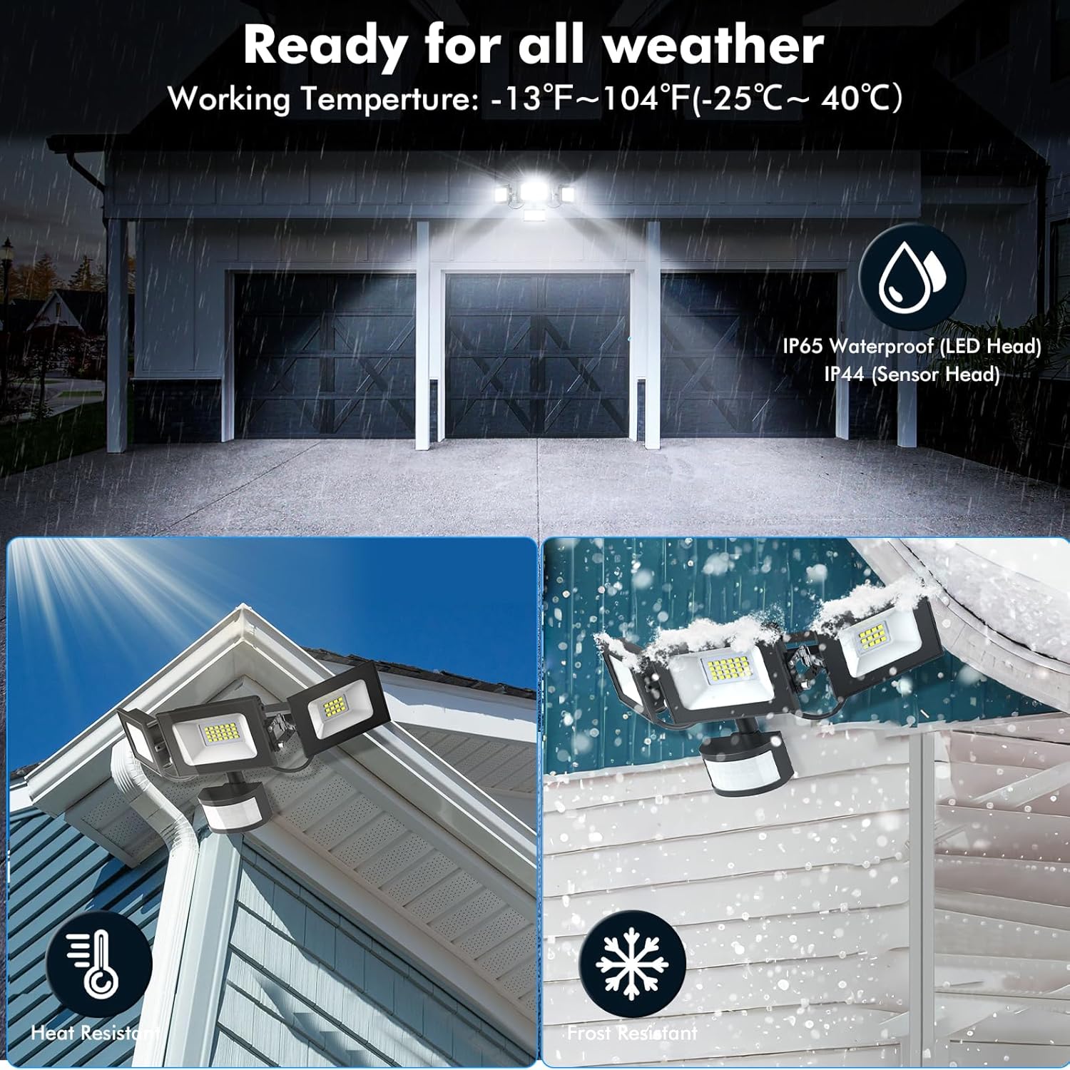 Security Lights Outdoor 100W LED Floodlight with PIR Motion Sensor IP6 ...
