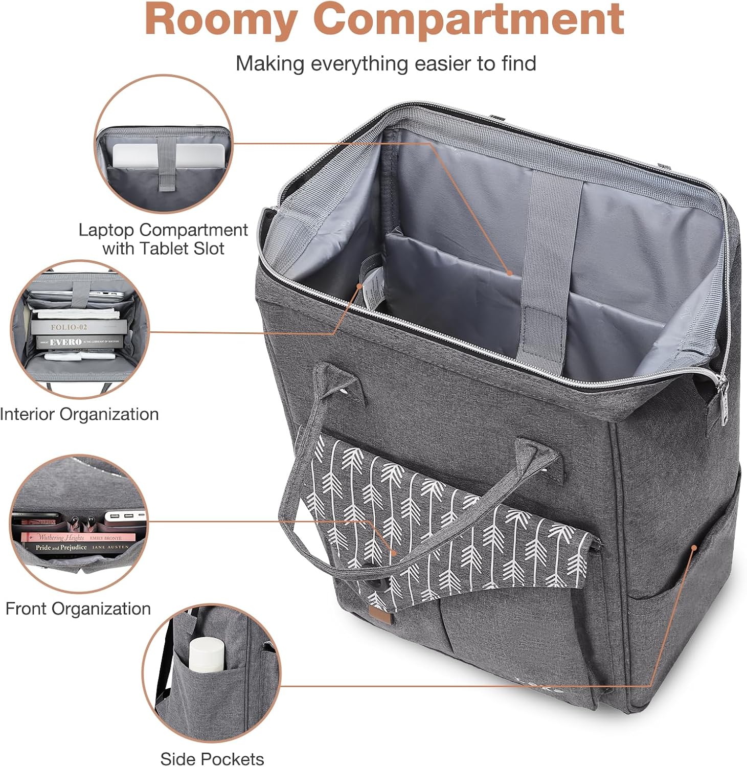 Laptop Rucksack 15.6" – Computer Backpack for School, Travel, Business, College, Grey