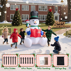 Rotating LED festive lights inflatable snowman display