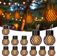 Solar Lights Outdoor Garden, 8 Pack Hanging Solar Lights Flickering Flame, Solar Ball Lights Outdoor Waterproof for Garden, Yard, Fence, Tree