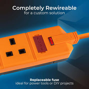 Masterplug 4 Socket Extension Lead 2m Orange 13A