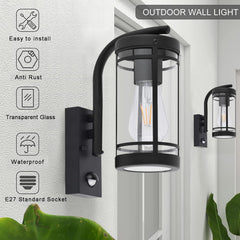 Black IP44 wall-mounted lamp

