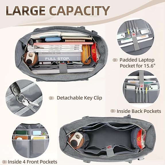 Women’s 15.6" Laptop Tote Bag – Teacher, Nurse & Work Briefcase with Insulated Pocket