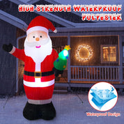 Inflatable Santa with stakes and ropes setup