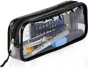 Clear Pencil Case – Black Transparent Stationery & Travel Storage Pouch 22x4x9 cm