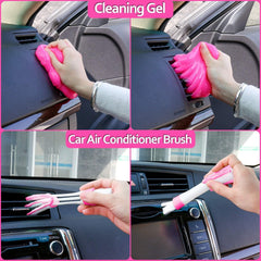 17Pcs Pink Car Cleaning Kit with Storage Box – Wash & Detailing Set for Women