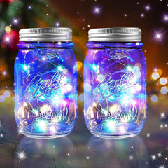 Solar Mason Jar Lantern Light, Solar Garden Lights IP65 Waterproof Mason Jar Lid Light, 20 LED Hanging Glass Jar Solar Light, Outdoor Party Atmosphere Decoration Light（2 Pack）