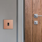 BG Electrical Single Retractive Press Switch, Screwless Front Plate, Round Edges, 1 Way, Evolve, Polished Copper, 10A, PCDCP14B